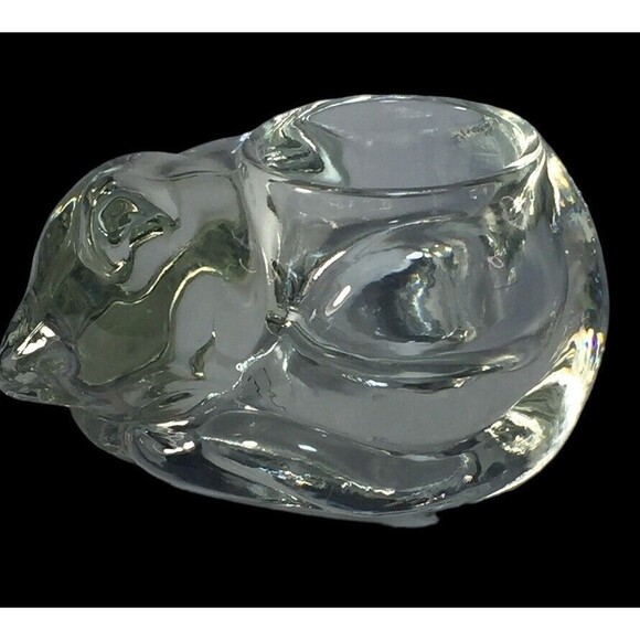 Cat Glass Avon Candle Votive Tea Light Holder Vintage - Picture 1 of 4